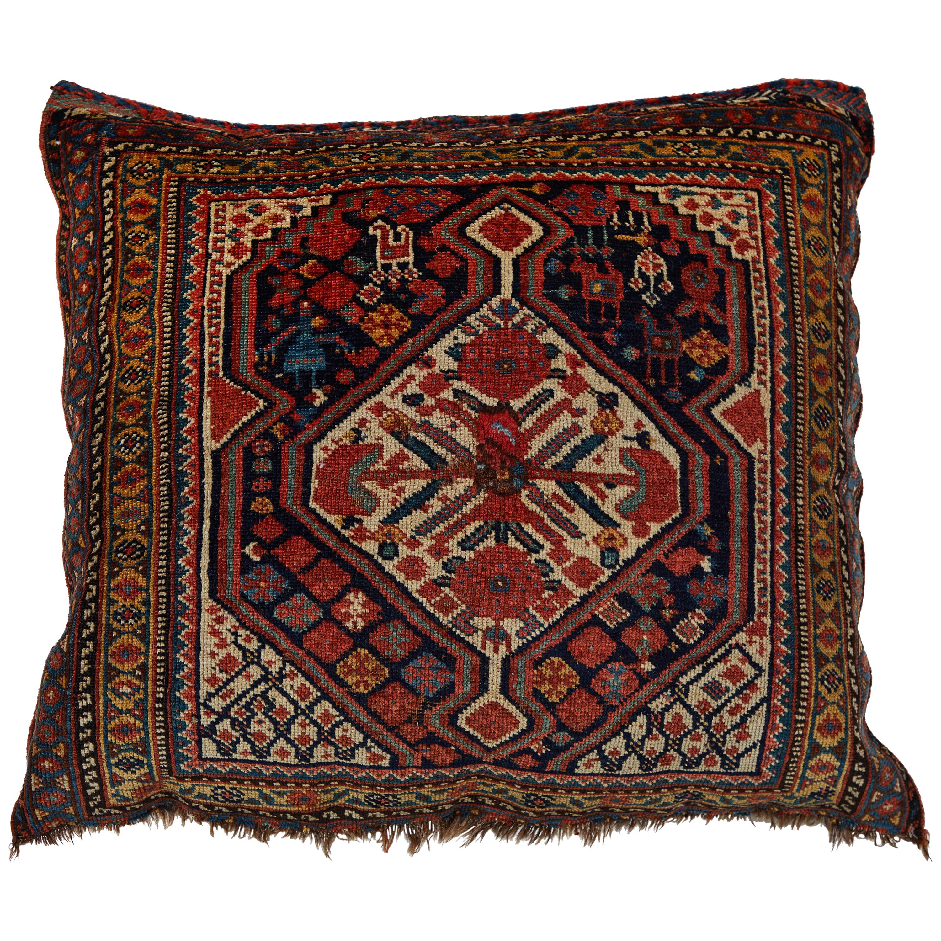 Antique Qashqai Bag Face Pillow For Sale