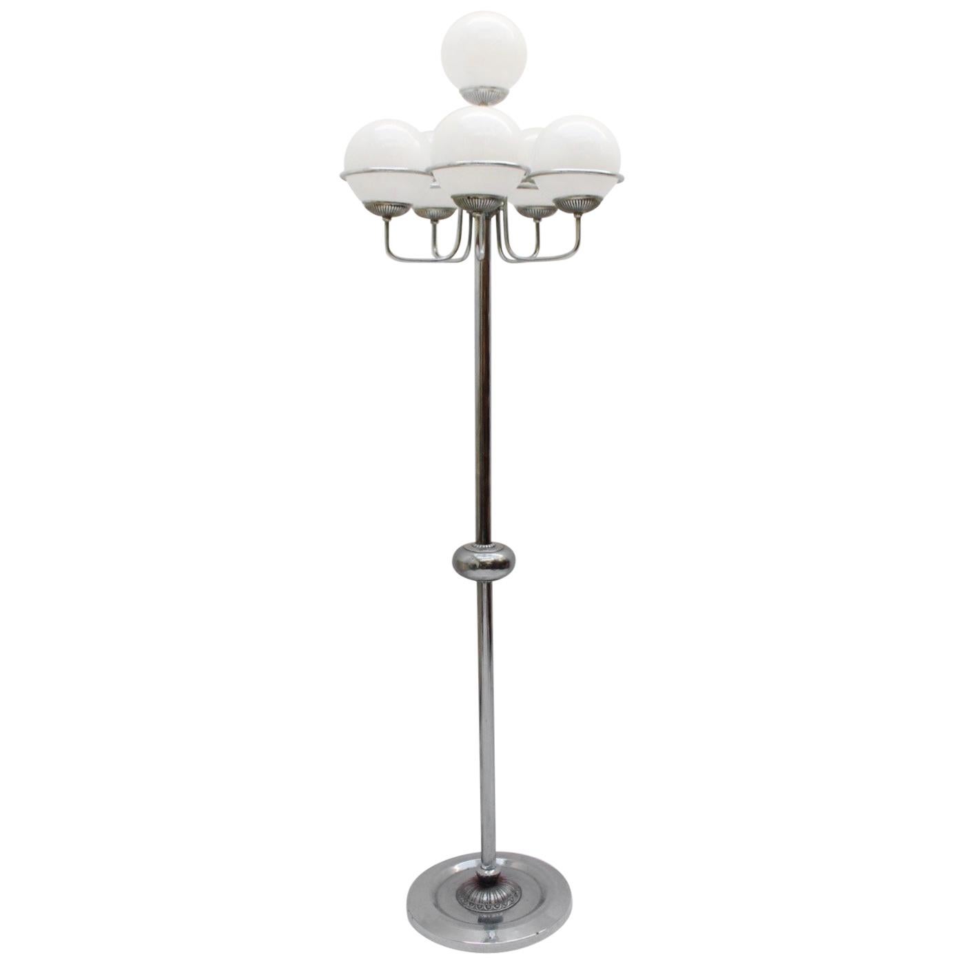 Midcentury Space Age Chrome 6-Lights Floor Lamp, 1960s For Sale