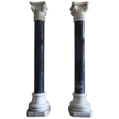 Corinthian Style Columns in Blue Stone and White Marble, France, circa 1880