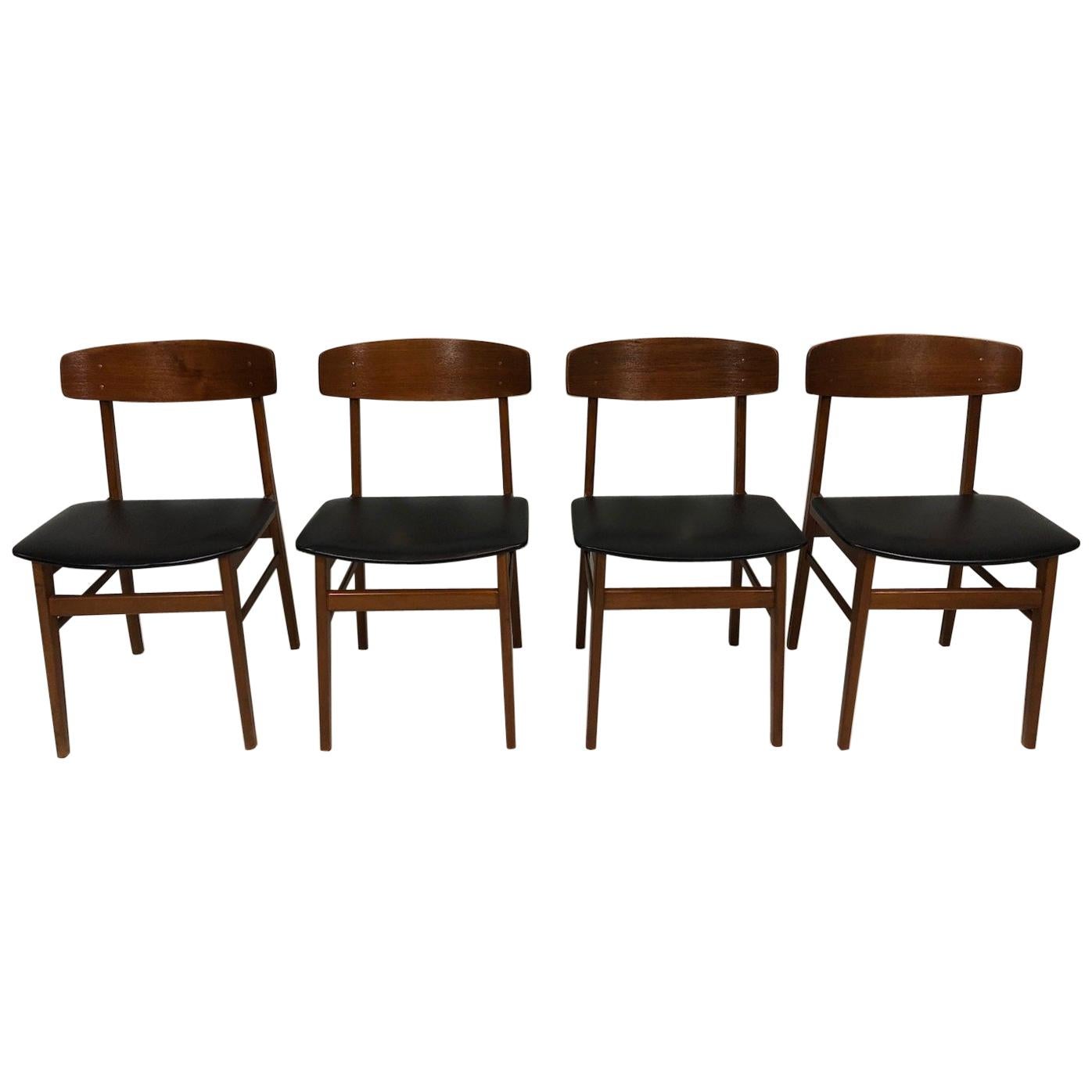 Set of Four Sax Denmark Teak Dinning Chairs, 1960