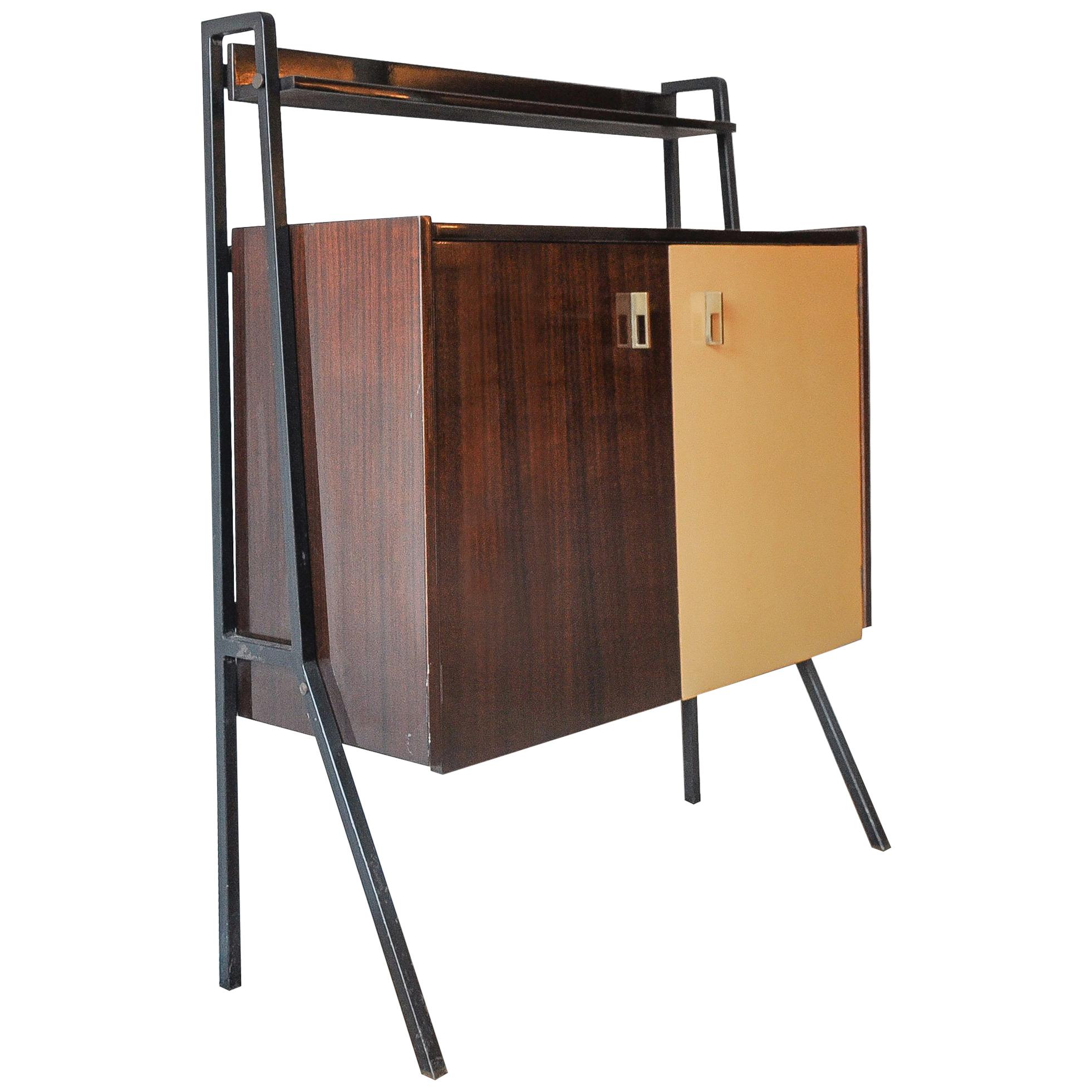 Two-Colored Italian Mid-Century Modern Bar Cabinet in the Manner of Gio Ponti