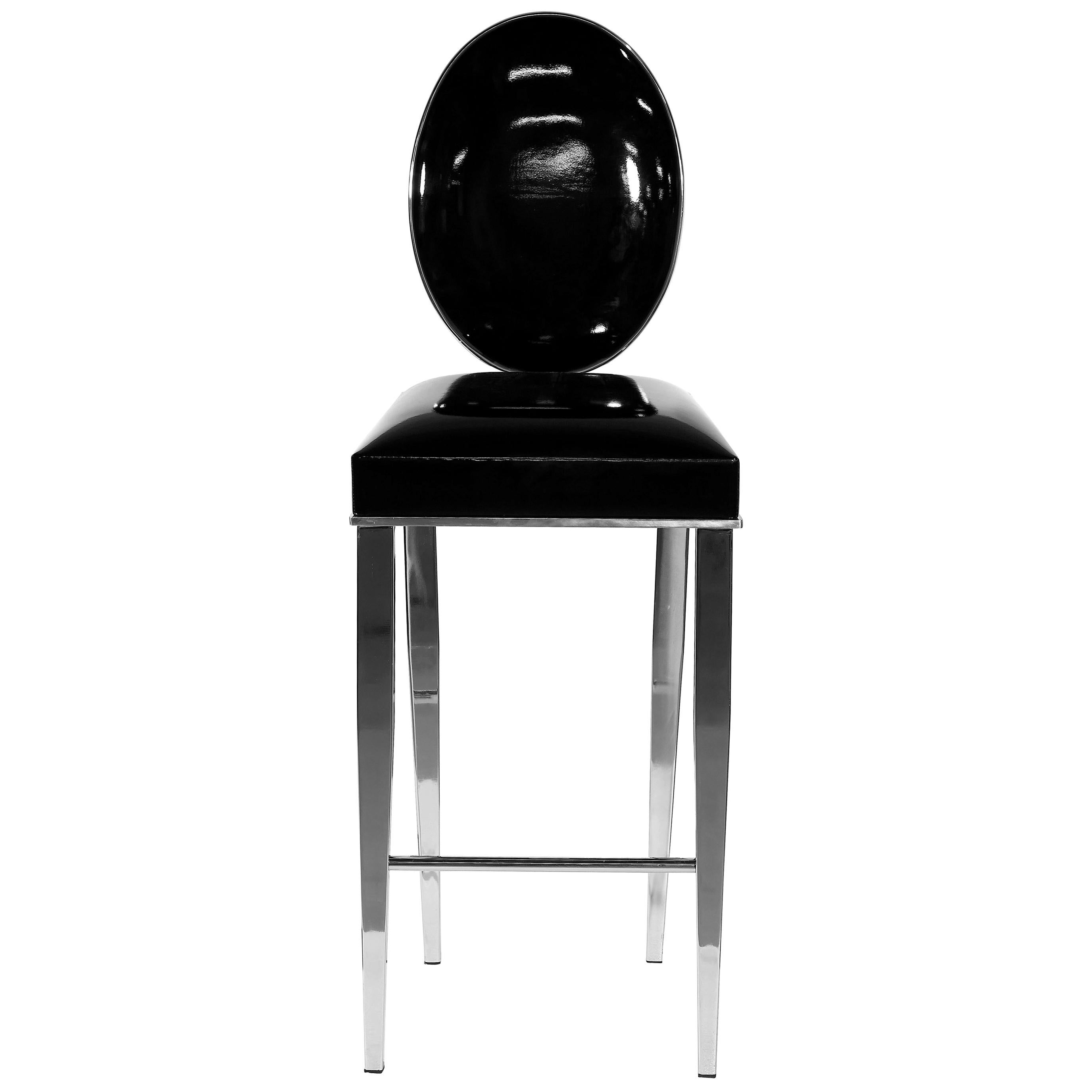 Stool New Vovo, Black Faux-Leather, Italy For Sale