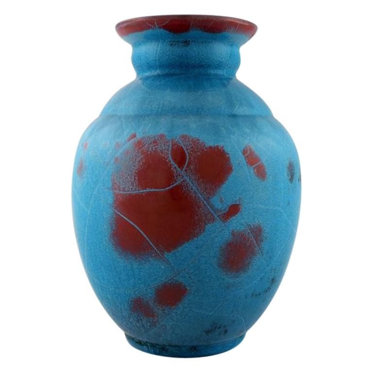Ipsen's, Denmark Art Deco Ceramic Vase, Beautiful Turquoise Glaze, 1940s-1950s
