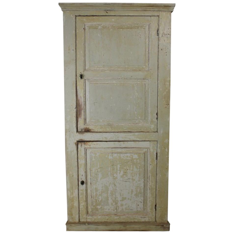 George III Original Painted Pine Hall or Kitchen Cupboard