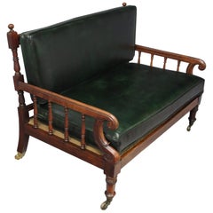 Antique George IV Rosewood and Green Leather Sofa