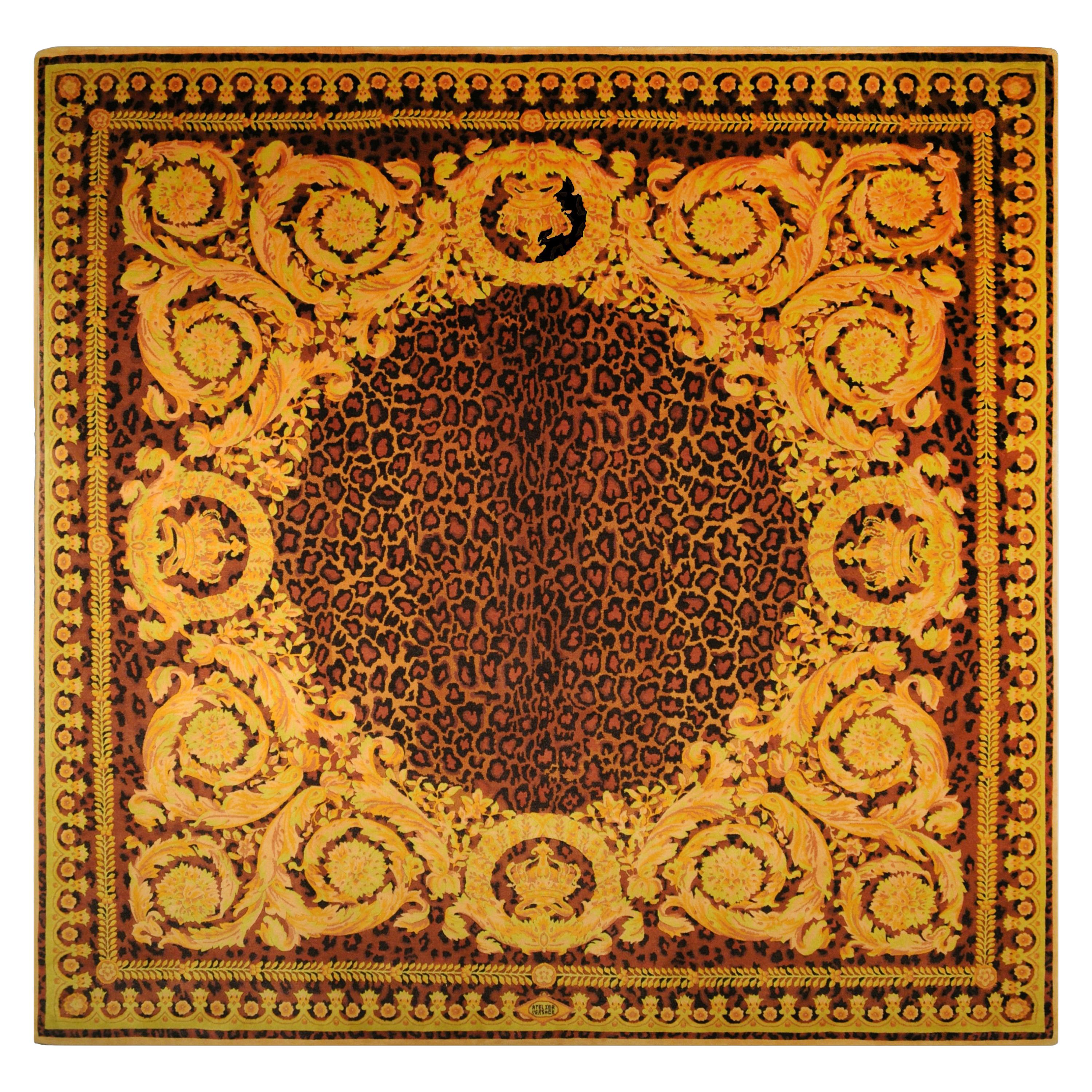 Gianni Versace Collection Rug Wild Barocco, Gold Leopard Animal Print, 1980