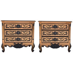 Pair of 20th Century Country French Louis XVI Style Pine Nightstands or Commode