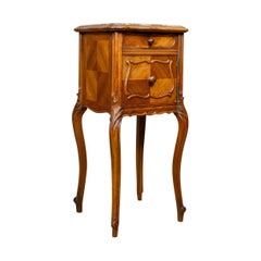 Antique French Bedside Cabinet Victorian Walnut Marble, Pot Cupboard, circa 1890