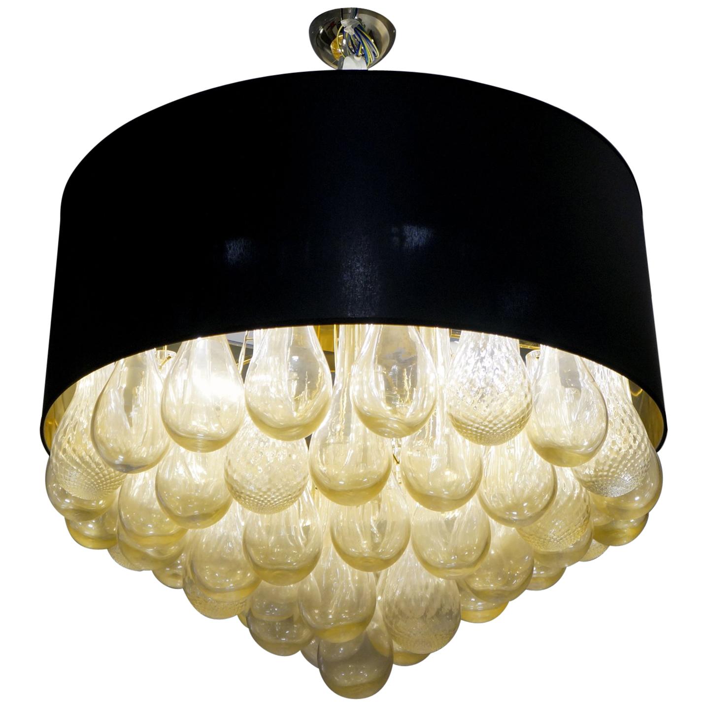 Alberto Donà Mid-Century Modern Gold Leaf Murano Glass Chandelier Gocce, 1990s For Sale