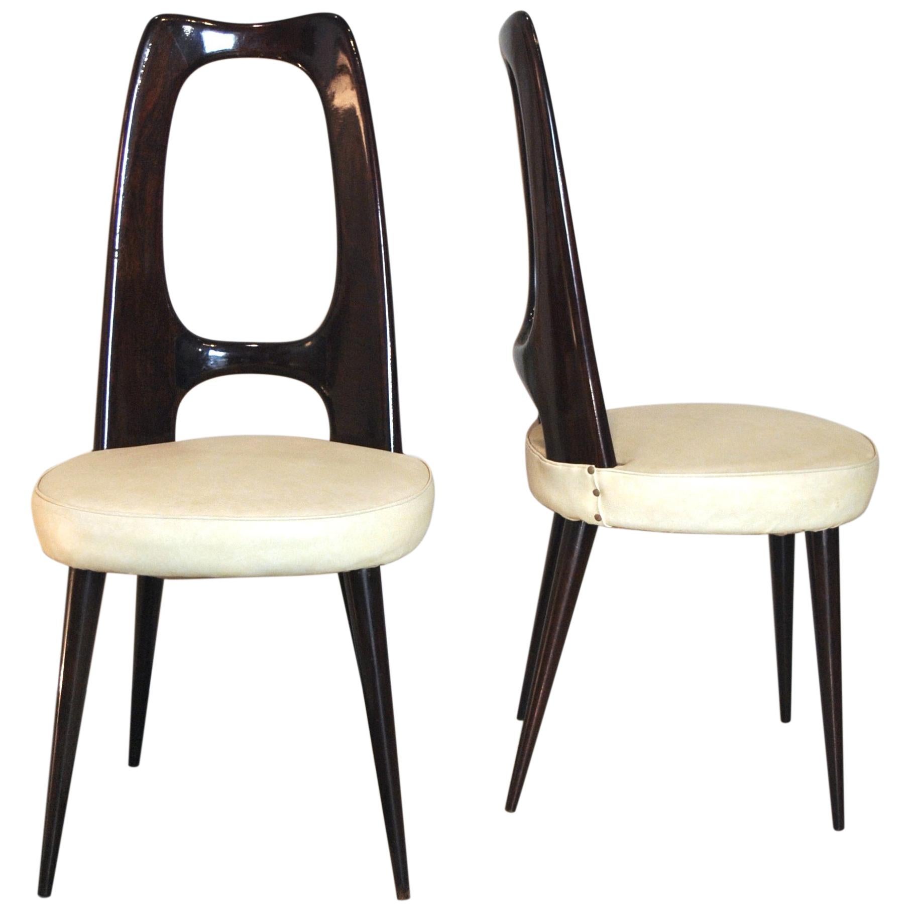 Vittorio Dassi Set of 8 Midcentury Italian Side Chairs, 1950s
