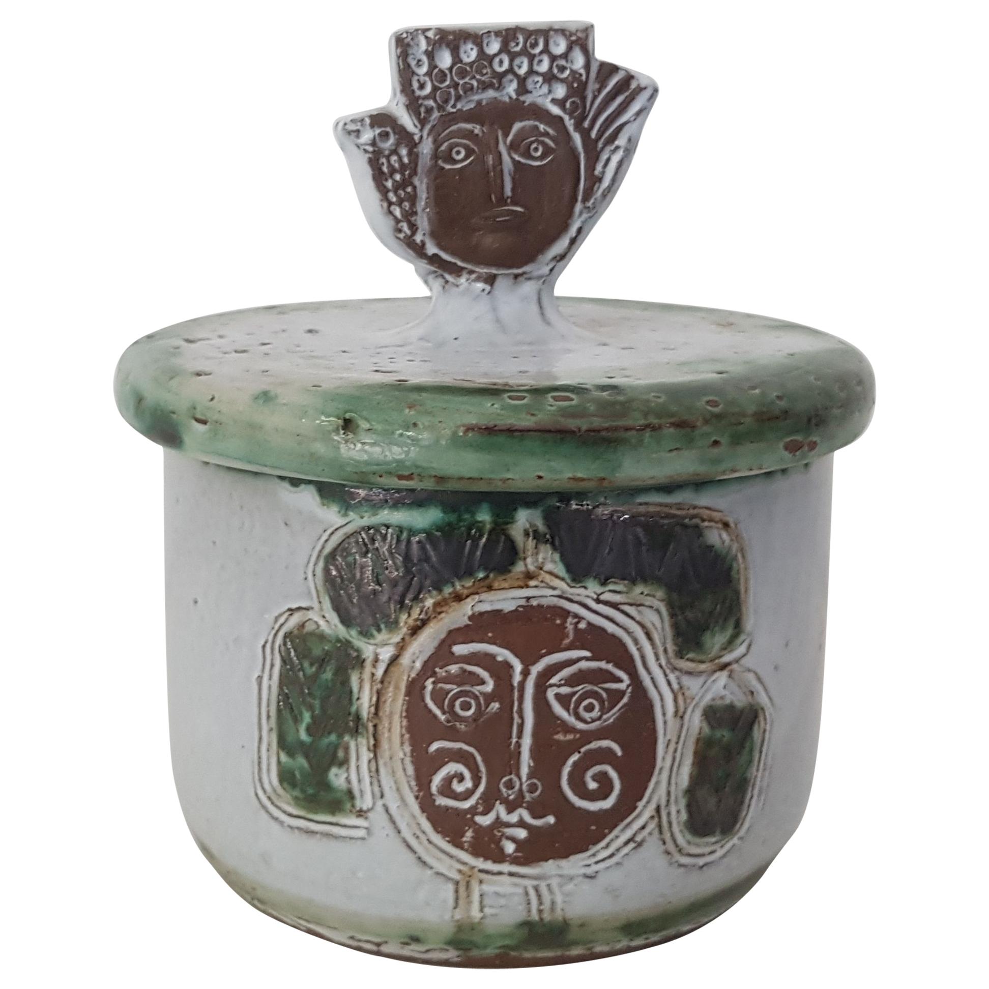 Mid Century Modern French Lidded Ceramic Pot by Albert Thiry