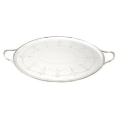 Antique English Sterling Silver Two-Handled Tea Tray, 1925