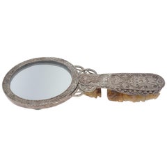 Antique Chinese Silver Mirror, Beginnings of 20th Century