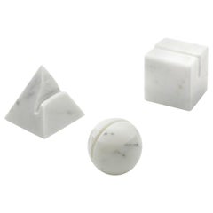 Set of 3 Place Cards in White Carrara Marble