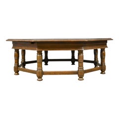 Large, Vintage Coffee Table, English, Oak, Octagonal, Low, 20th Century