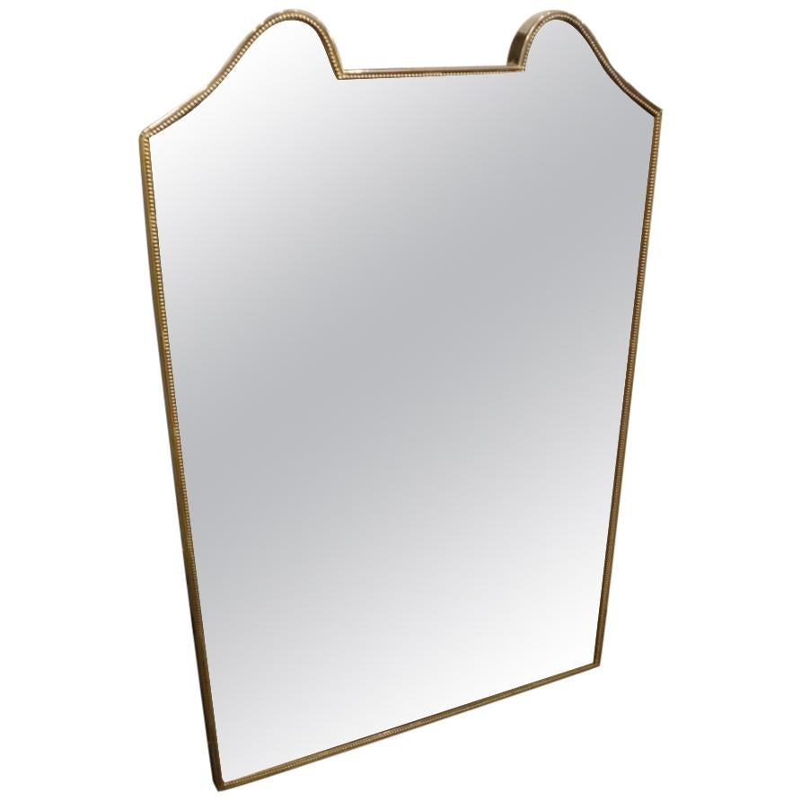 Midcentury Italian Brass Mirror, Fabulous Shape