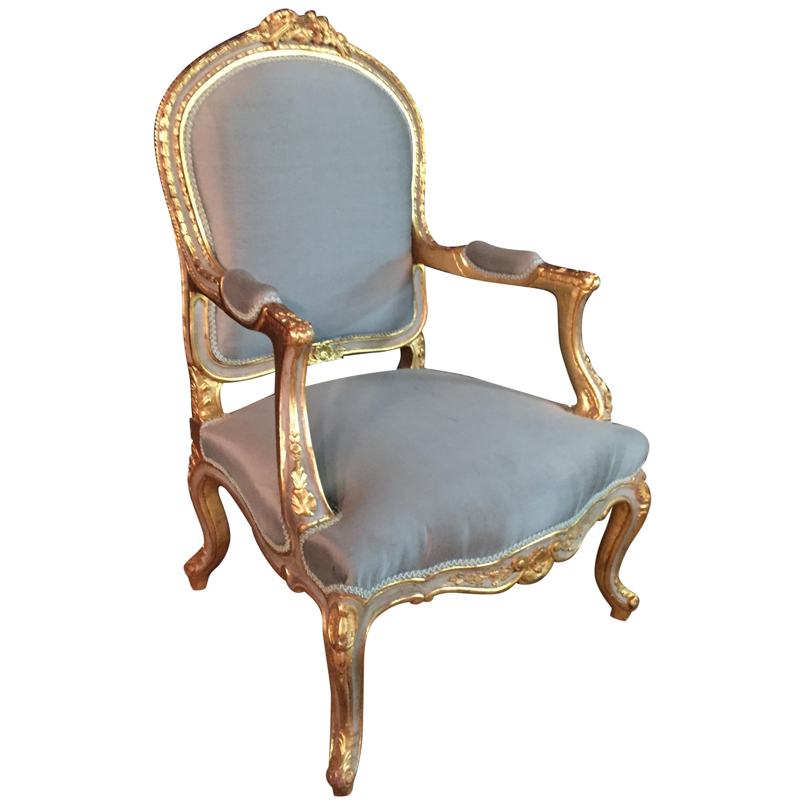 Unique French Armchair in Louis Quinze Style
