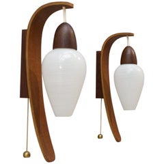 Vintage Teak Wall Lamps, Uno & Östen Kristiansson for Luxus Vittsjö 1960s, Pair