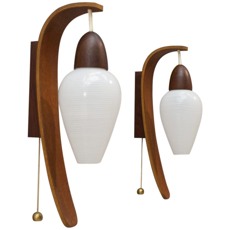 Vintage Teak Wall Lamps, Uno and Östen Kristiansson for Luxus Vittsjö 1960s, Pair at 1stdibs