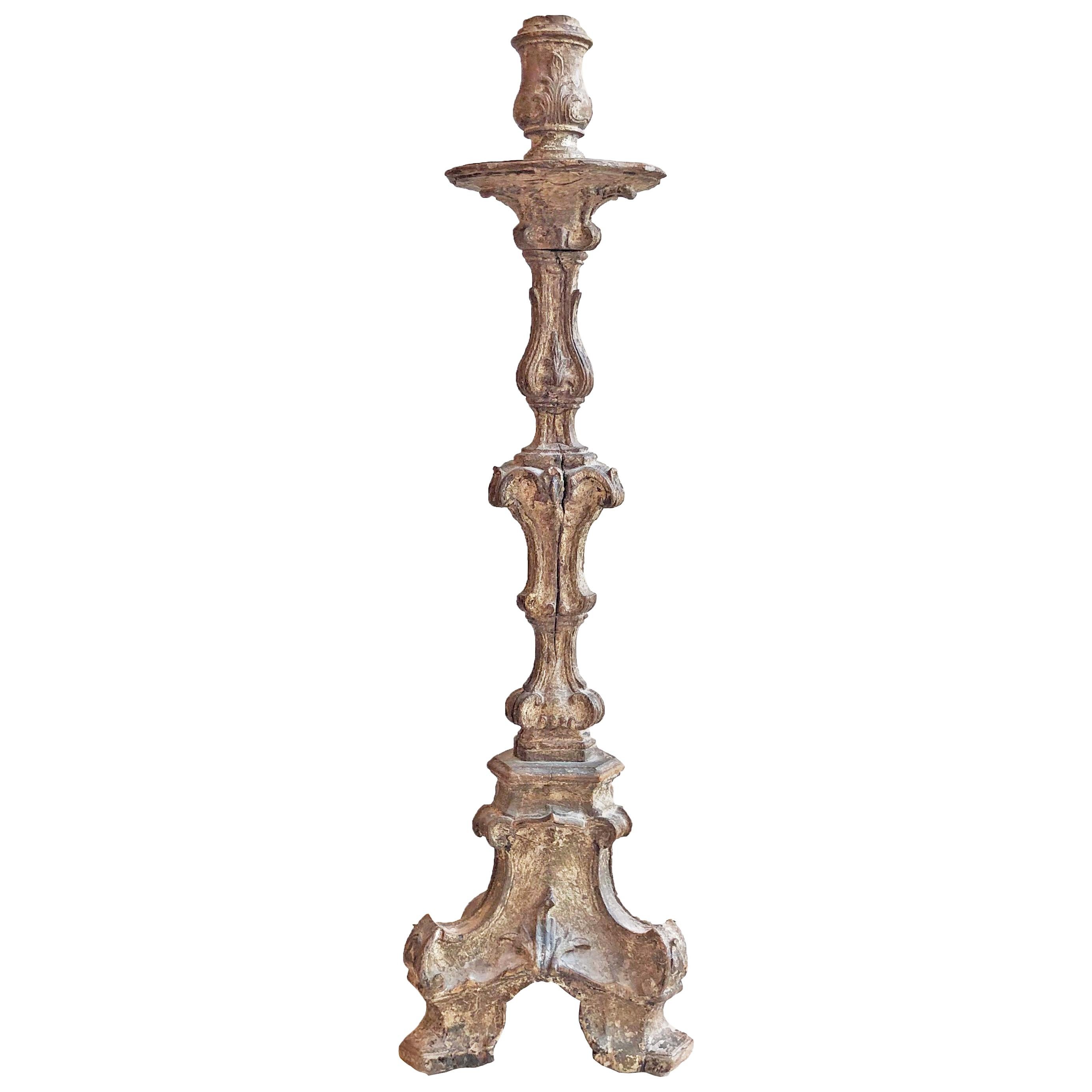 18th Century Baroque Church Candlestick For Sale