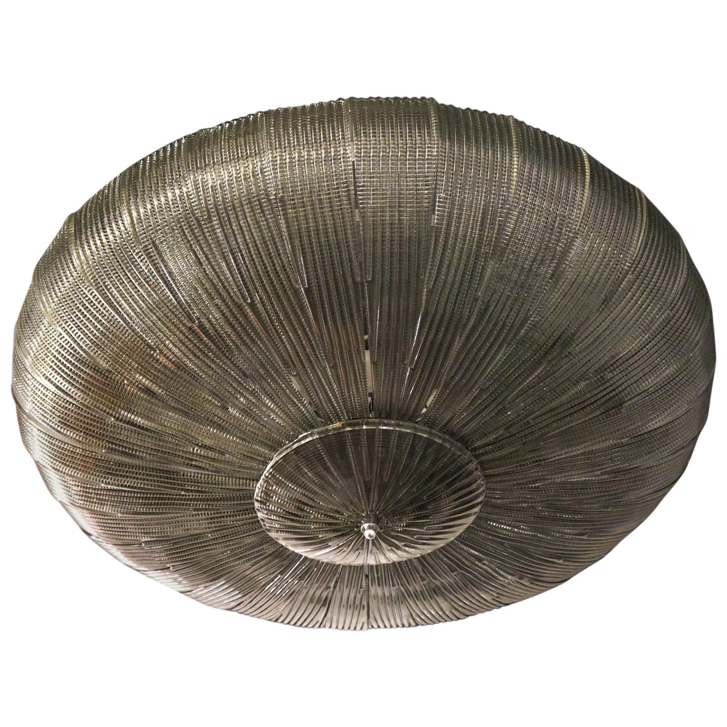 Toso Mid-Century Modern Gray Murano Glass Ceiling Chandelier, 1970s