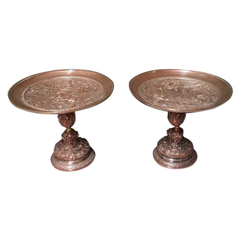 Pair of Late 19th Century Copper-Plated Pewter Tazzas