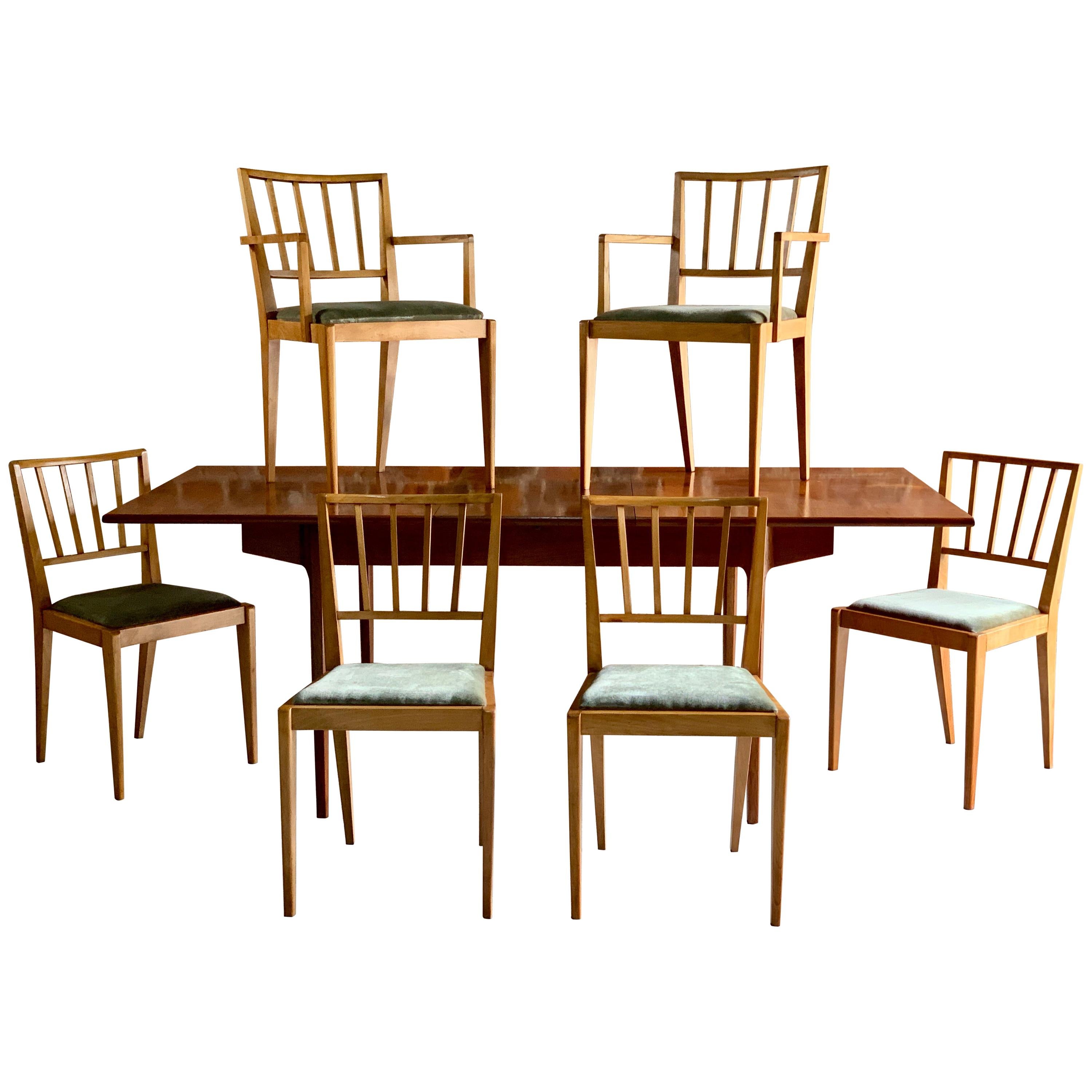 Midcentury BCM 'Bath Cabinet Makers' Teak Extending Dining Table and Six Chairs