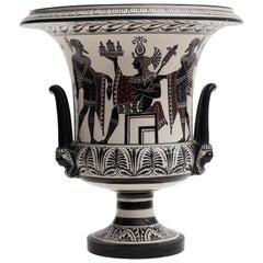 Krater en céramique vintage peint de scènes pompéiennes, 20ème siècle