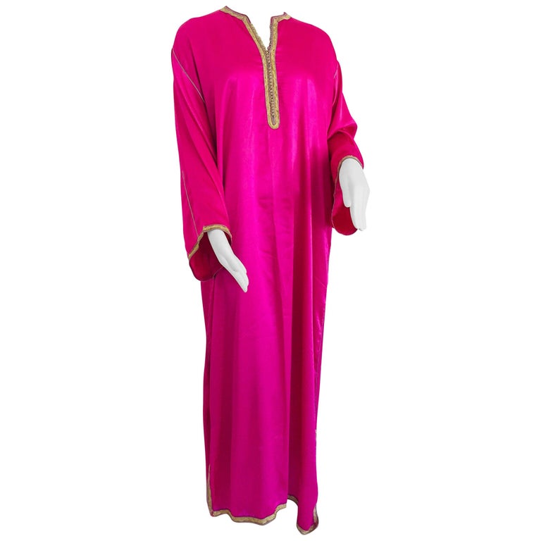 Moroccan Hot Pink Kaftan Maxi Dress Caftan Size Large at 1stDibs