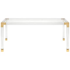 Jacques Lucite and Brass Dining Table