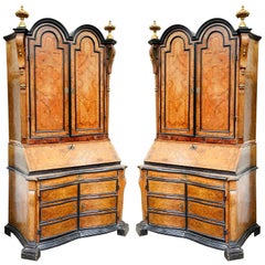 Rare Pair of 18th Century Italian Double Dome Bureau Bookcases, circa 1760