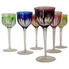 Vintage 6 Colored Wine Glasses by Moser Karlsbad