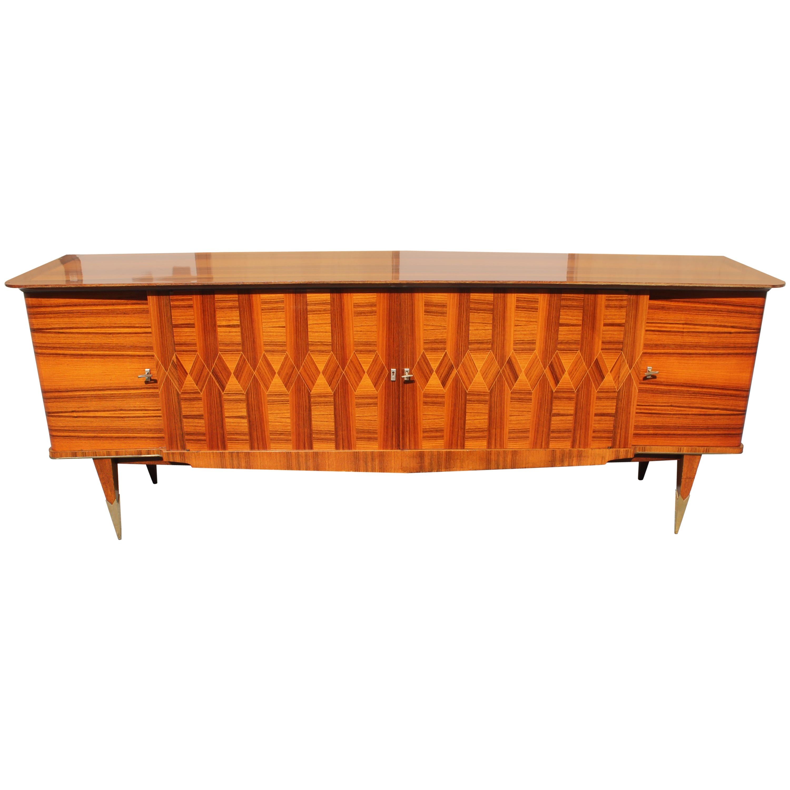 Long French Modern Macassar Ebony Buffet / Credenzas / Sideboard For Sale