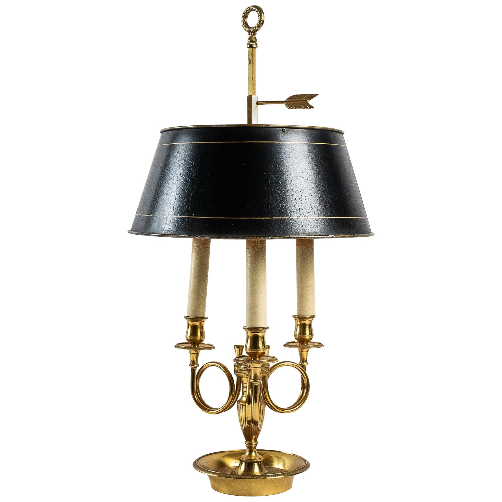 French 18th-Century Style Gilt-Bronze & Tole Three Lights Table Bouillotte Lamps For Sale