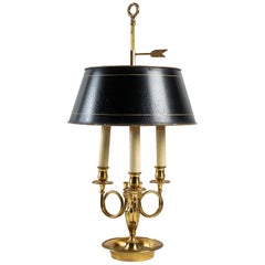 Retro French 18th-Century Style Gilt-Bronze & Tole Three Lights Table Bouillotte Lamps