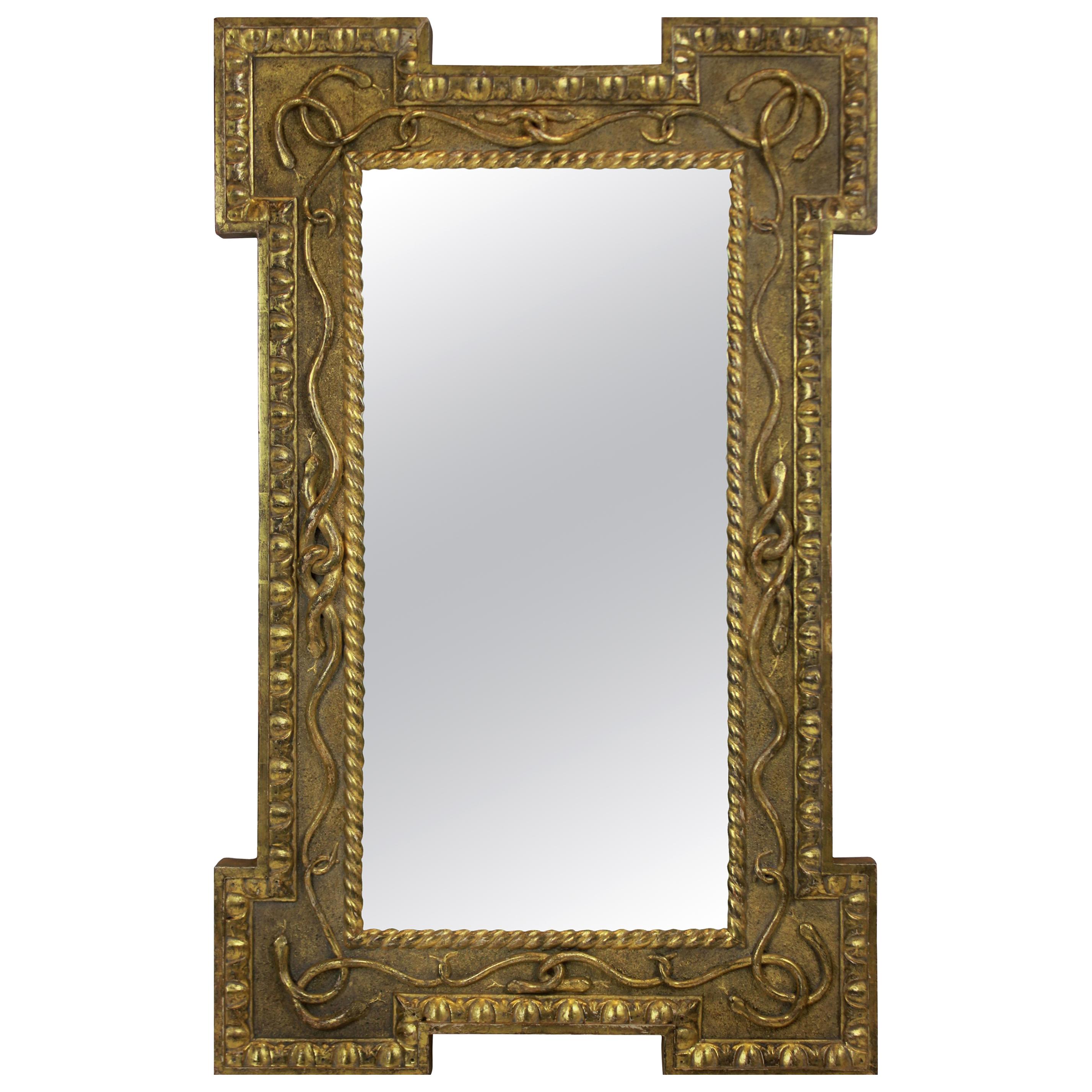 Regency Giltwood Mirror Depicting Serpents