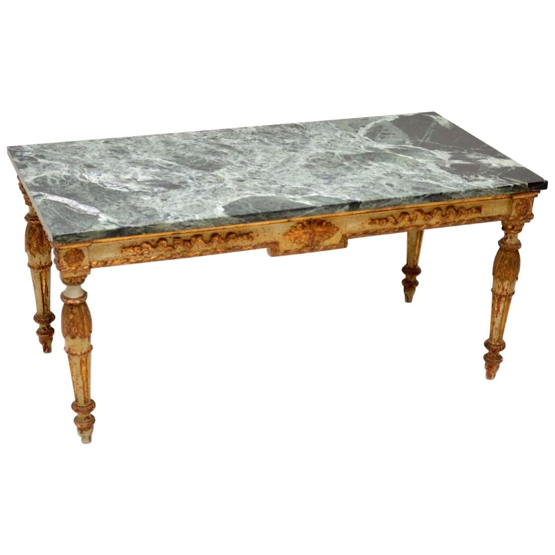 Antique French Marble-Top Coffee Table