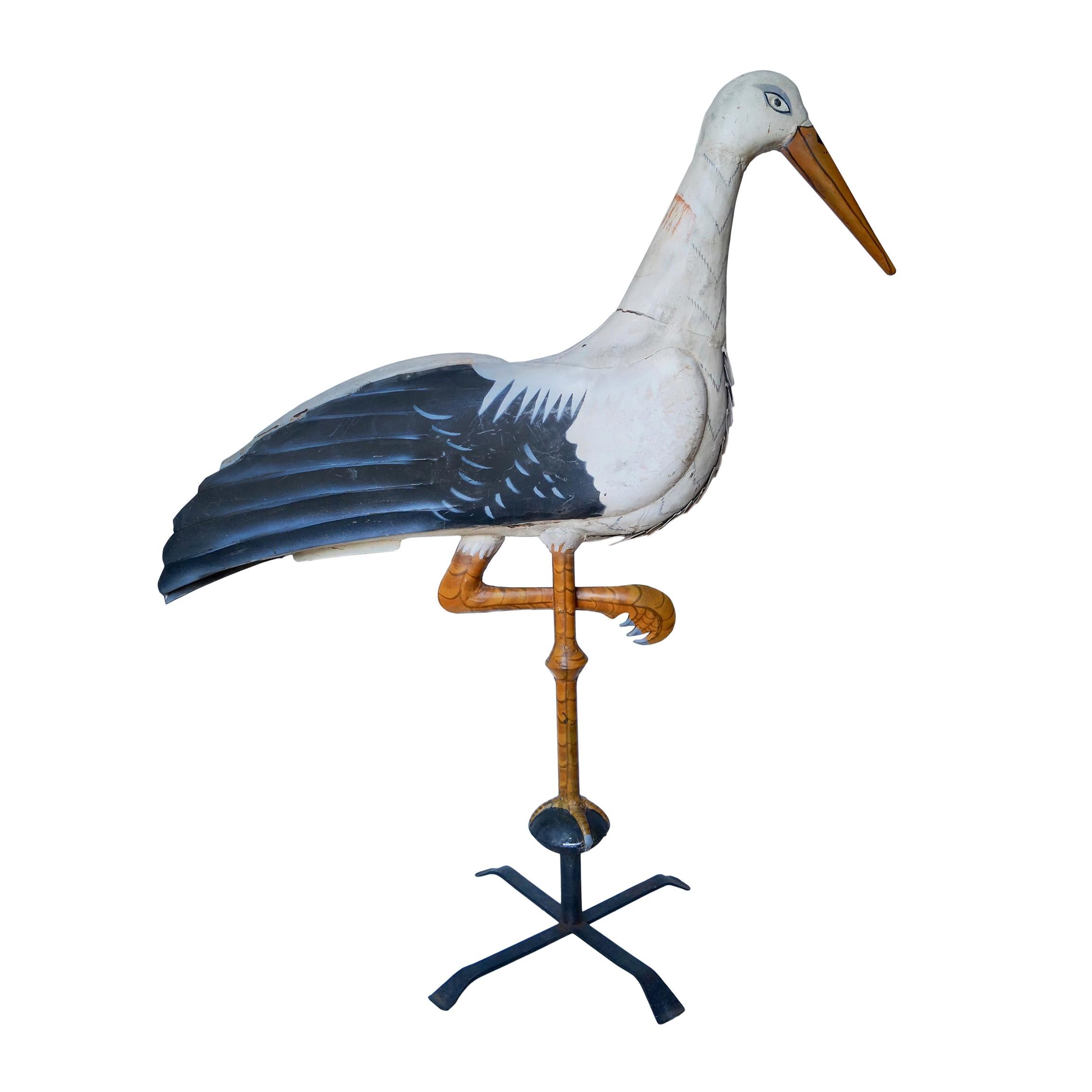 Impressive One Meter High Decorative Stork Bird Weather Vane, France, 1900-1920 For Sale