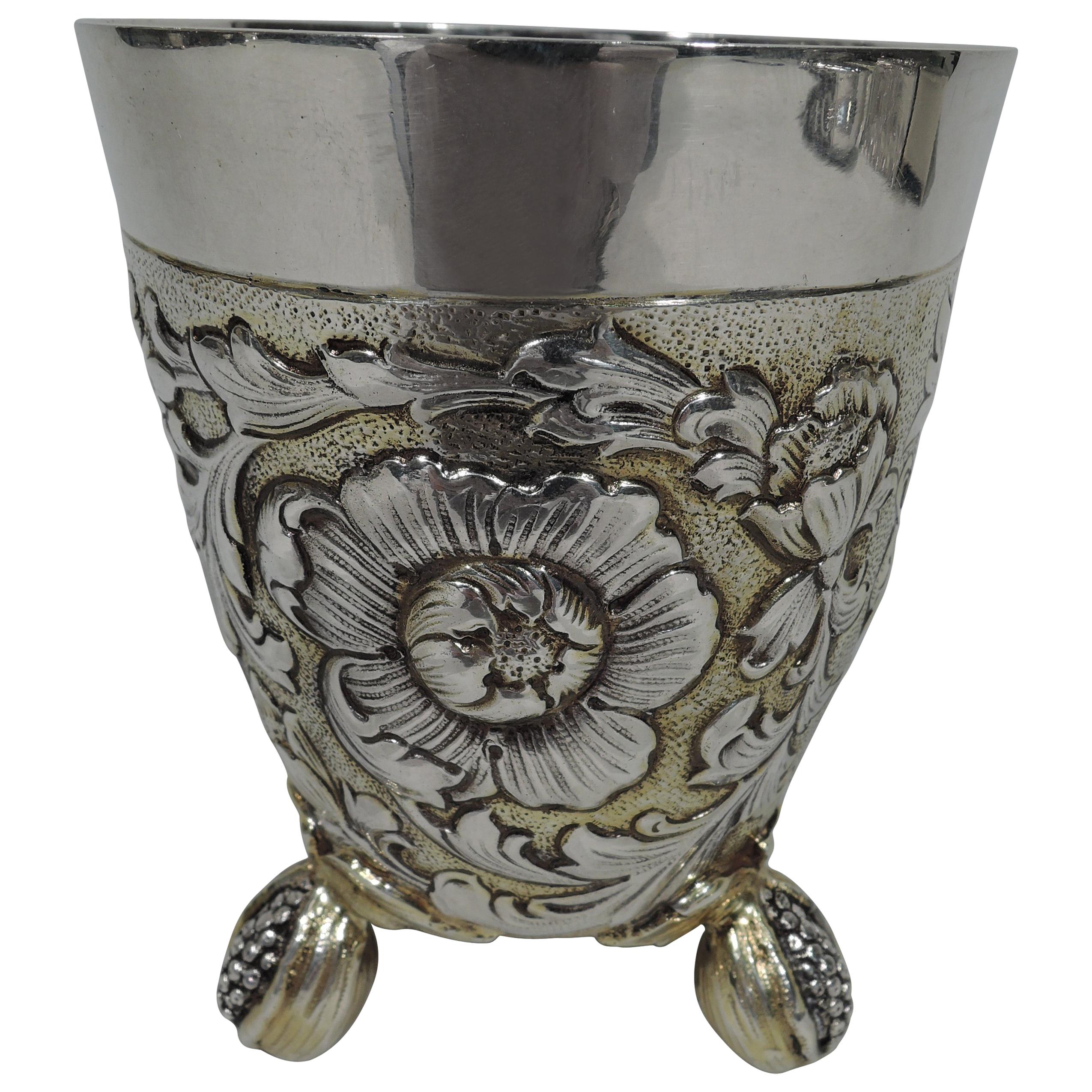 Antique German Baroque-Style Parcel Gilt Silver Beaker
