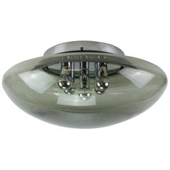 Huge Vintage Smoked Glass and Chrome Wall Light from Hilldebrand, Germany, 1960s