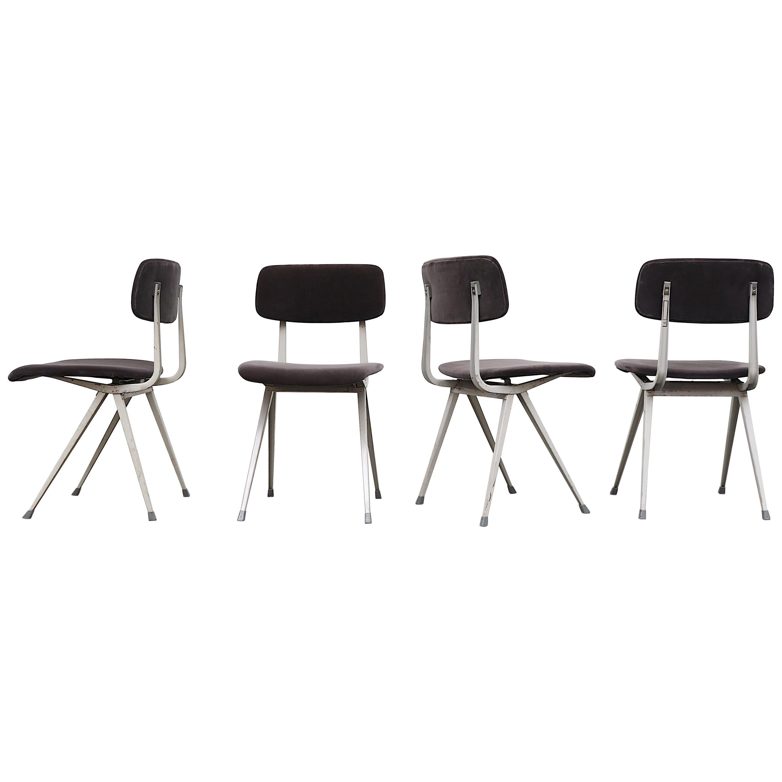 Set of 4 Grey Velvet Friso Kramer 'Result' Chairs for Ahrend de Cirkel