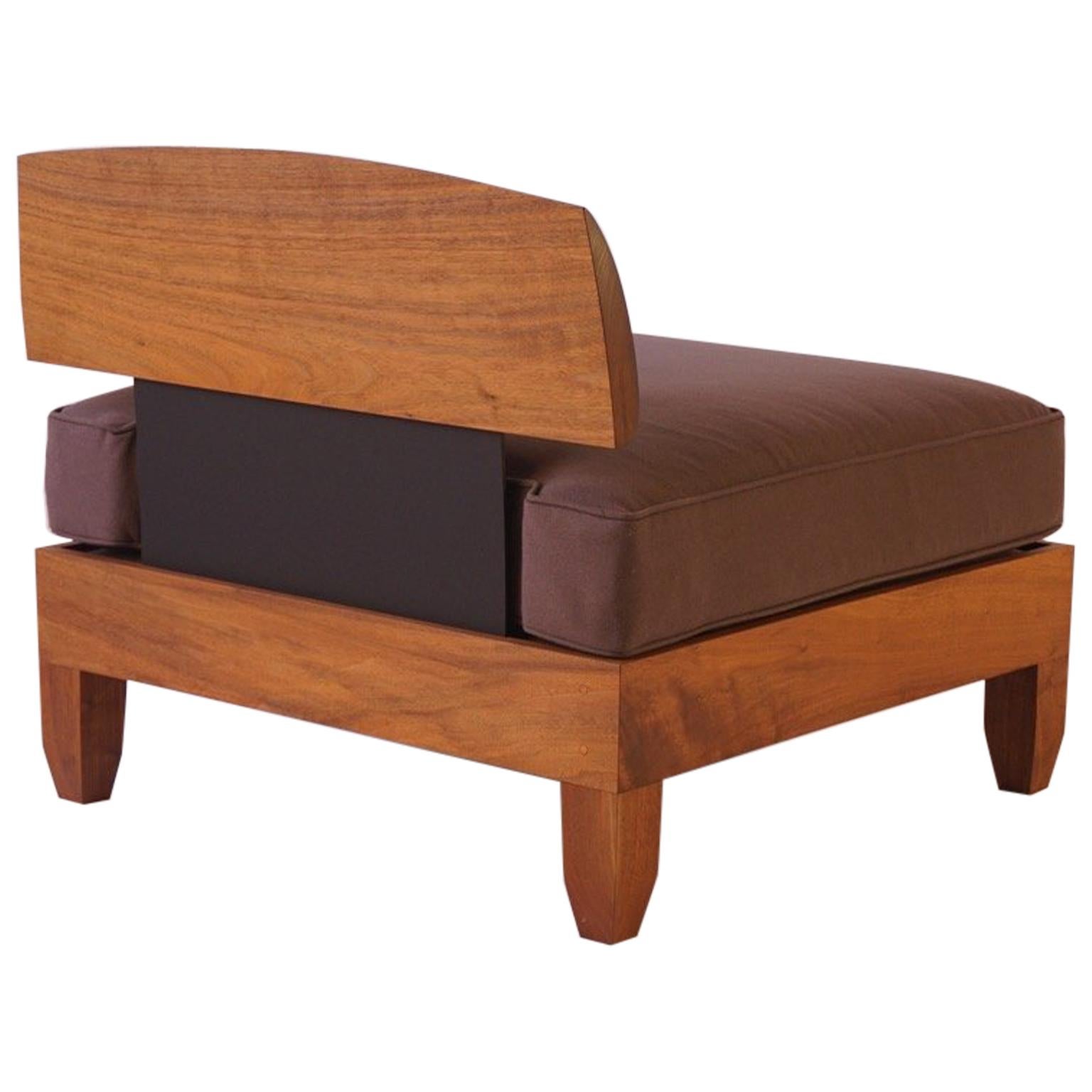 Classic Walnut Club Chair with Wool Cushions