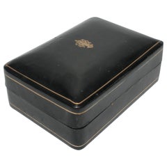 Italian Indigo Blue and Gold Leather Vintage Box