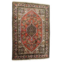 Vintage Rectangle Medium Sized Silk Persian Area Rug Carpet