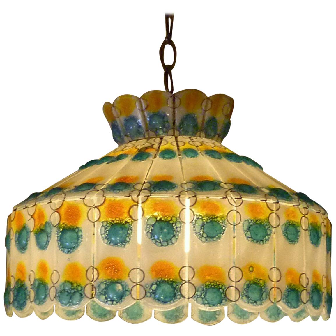 1960s Fused Art Glass Chandelier in the Manner of Michael and Frances Higgins