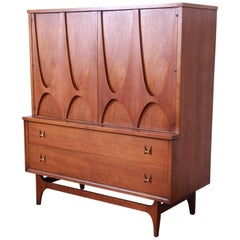 Broyhill Brasilia Mid-Century Modern Sculpted Walnut Gentleman's Chest