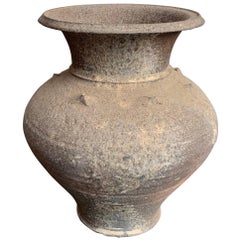 18th Century Cambodian Khmer Weathered Dark Brown Vase