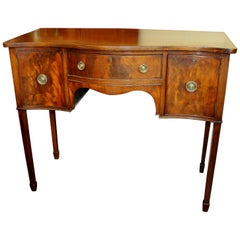 Antique English Hepplewhite Diminutive Figured Mahogany Serpentine Sideboard