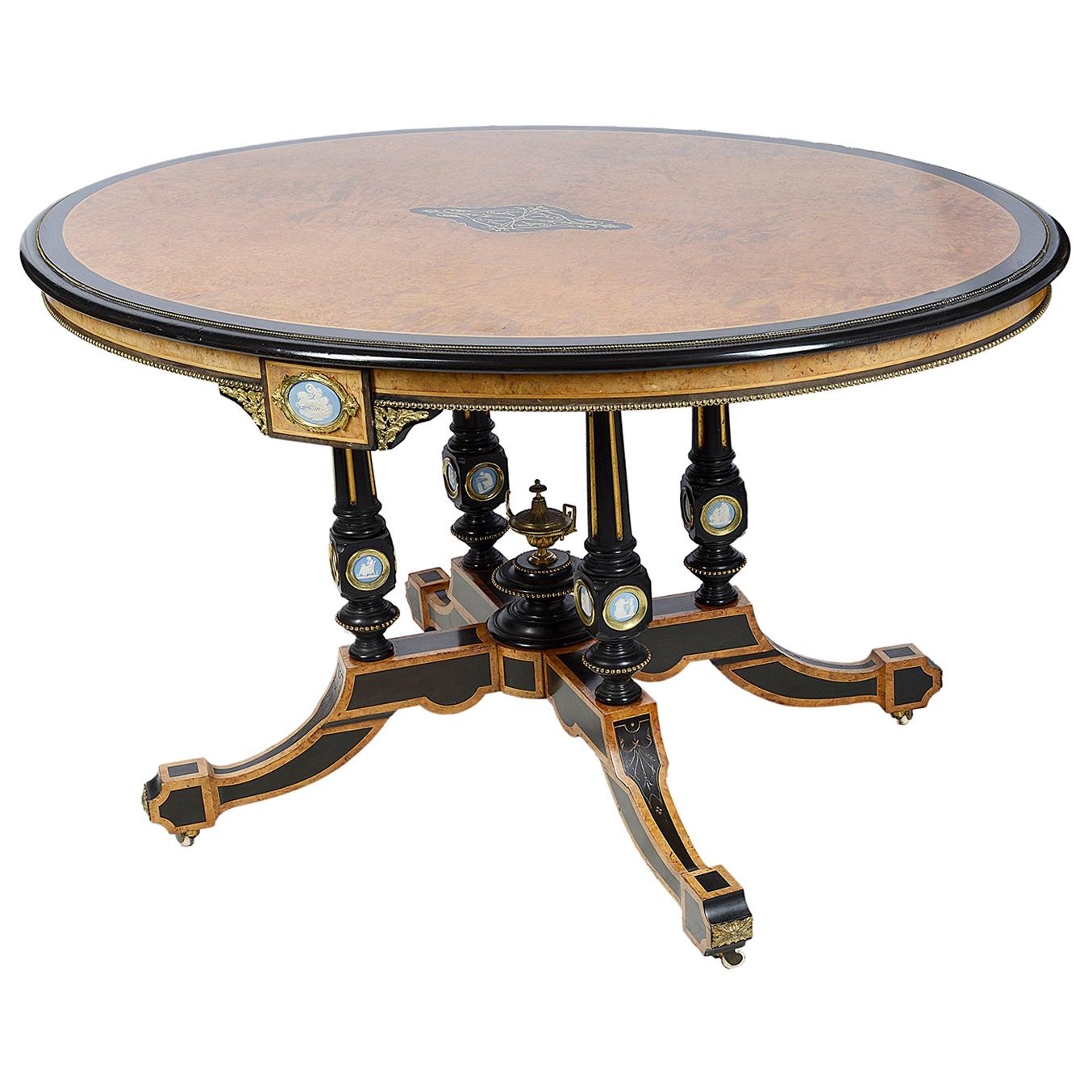 19th Century Amboyna Centre table, after Holland and Son For Sale