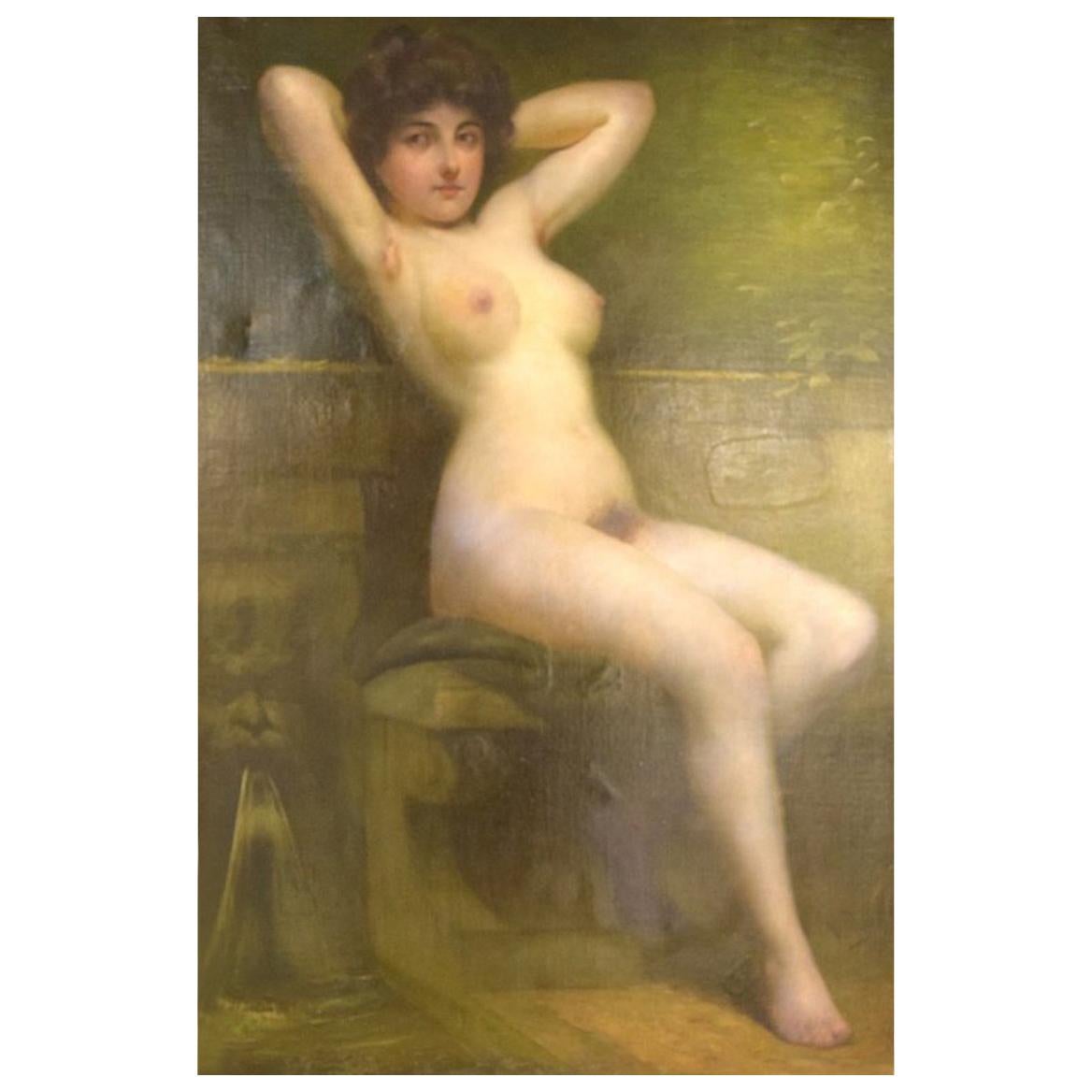 Rudolf Preuss, Austrian Painter 'B.1879, 1961', Seated Young Nude Model
